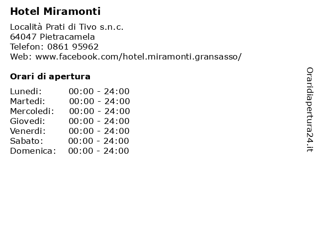 Hotel Miramonti a Pietracamela: indirizzo e orari di apertura
