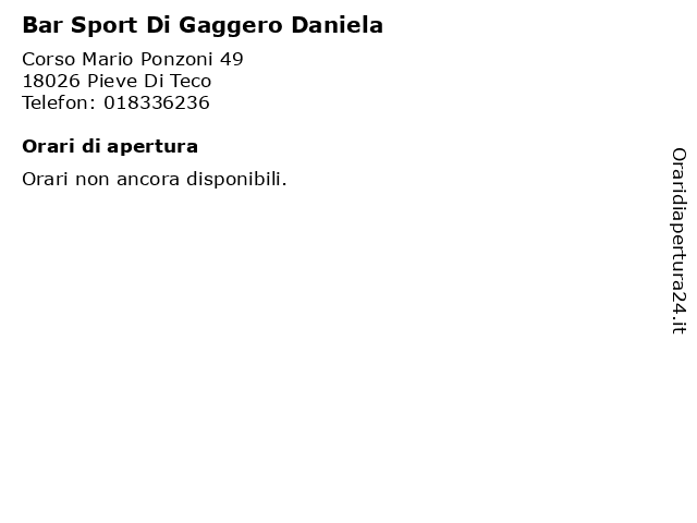 Bar Sport Di Gaggero Daniela a Pieve Di Teco: indirizzo e orari di apertura