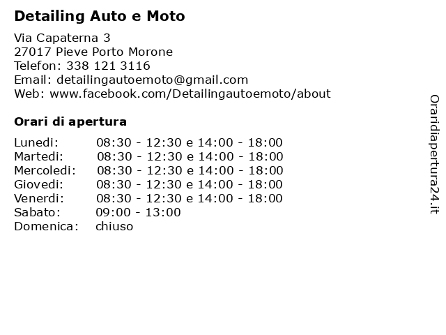 Detailing Auto e Moto a Pieve Porto Morone: indirizzo e orari di apertura
