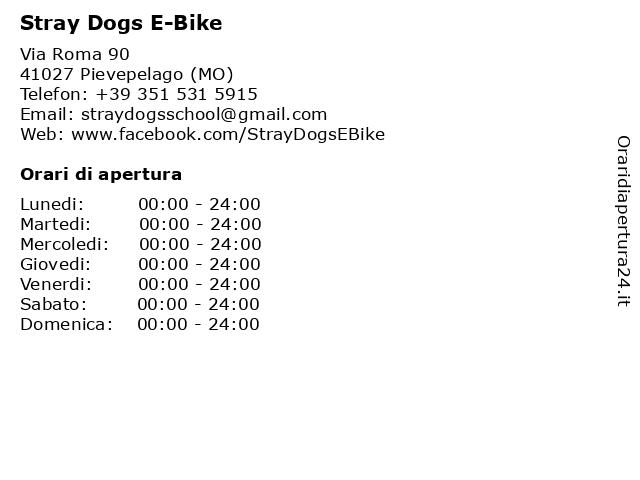 Stray Dogs E-Bike a Pievepelago (MO): indirizzo e orari di apertura