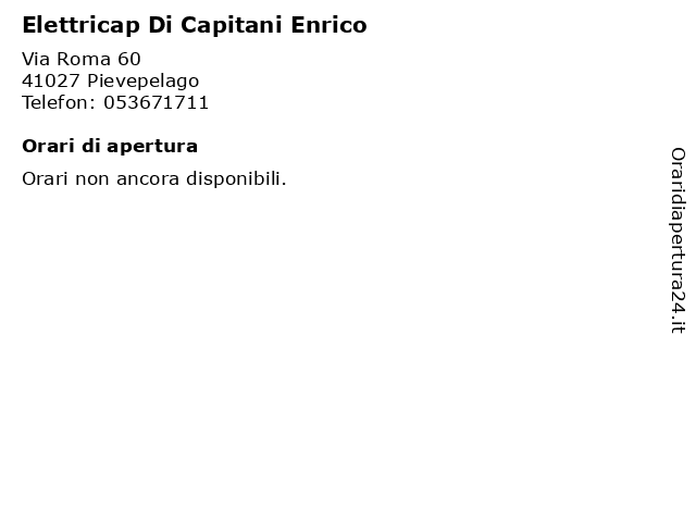 Elettricap Di Capitani Enrico a Pievepelago: indirizzo e orari di apertura