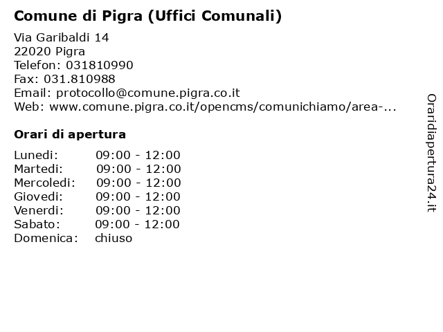 Comune di Pigra (Uffici Comunali) a Pigra: indirizzo e orari di apertura