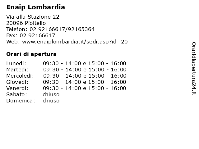 Enaip Lombardia a Pioltello: indirizzo e orari di apertura