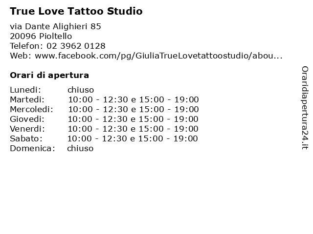 True Love Tattoo Studio a Pioltello: indirizzo e orari di apertura