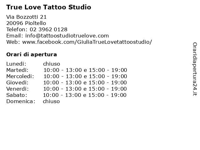 True Love Tattoo Studio a Pioltello: indirizzo e orari di apertura