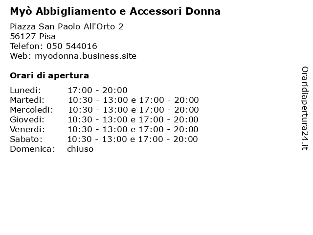 Myò Abbigliamento e Accessori Donna a Pisa: indirizzo e orari di apertura