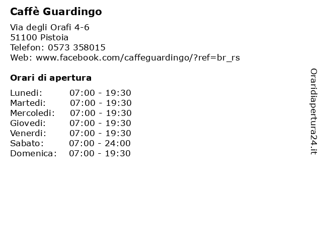 Caffè Guardingo a Pistoia: indirizzo e orari di apertura