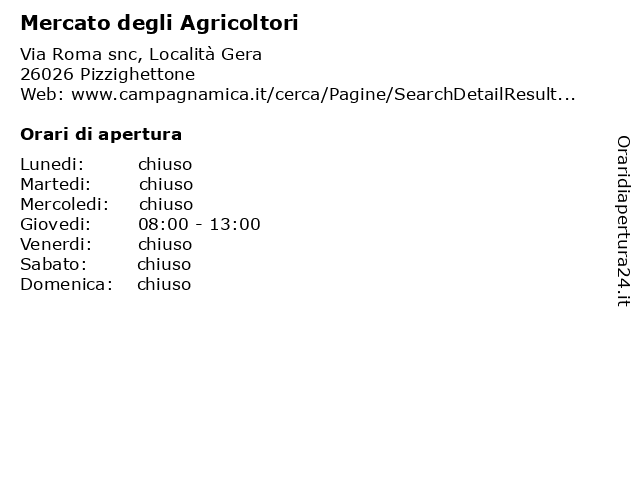 Mercato degli Agricoltori a Pizzighettone: indirizzo e orari di apertura