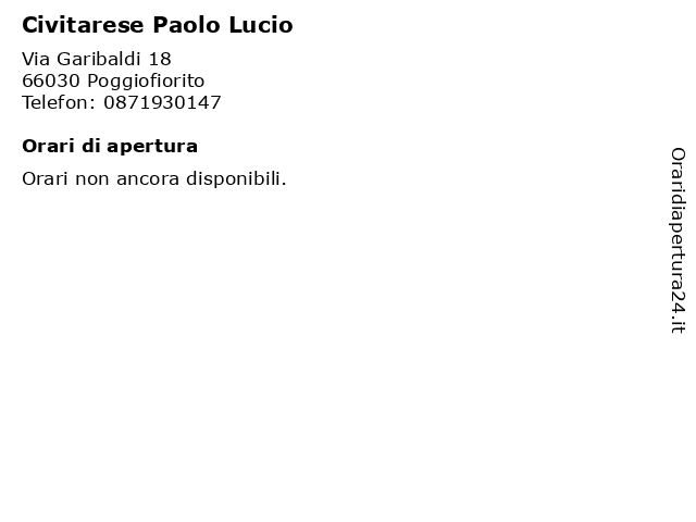 Civitarese Paolo Lucio a Poggiofiorito: indirizzo e orari di apertura