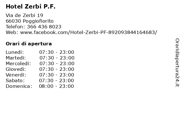 Hotel Zerbi P.F. a Poggiofiorito: indirizzo e orari di apertura