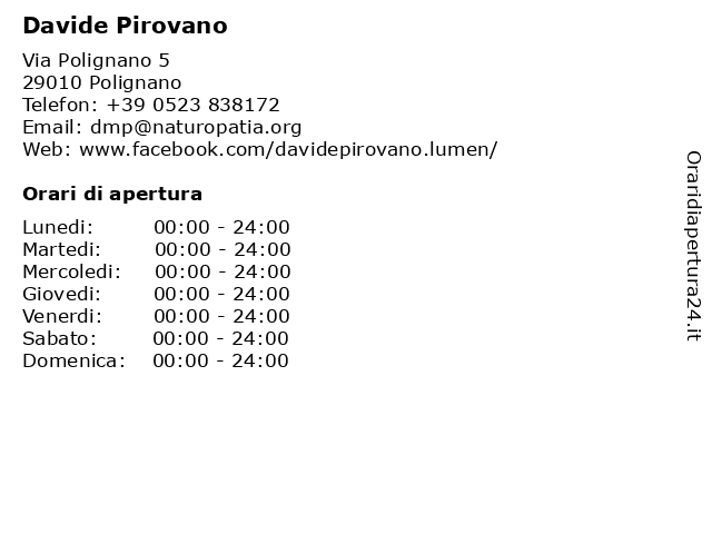Davide Pirovano a Polignano: indirizzo e orari di apertura