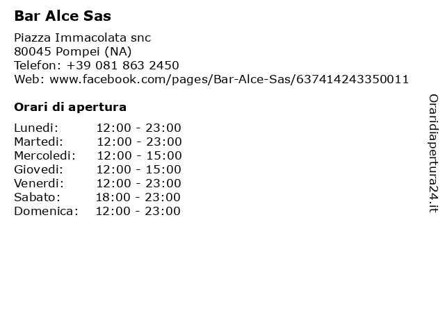 Bar Alce Sas a Pompei (NA): indirizzo e orari di apertura