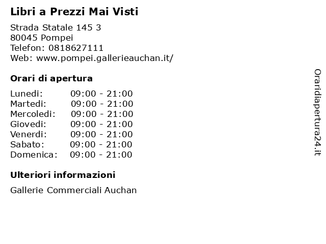 Libri a Prezzi Mai Visti a Pompei: indirizzo e orari di apertura