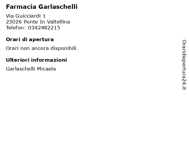 Farmacia Garlaschelli a Ponte In Valtellina: indirizzo e orari di apertura