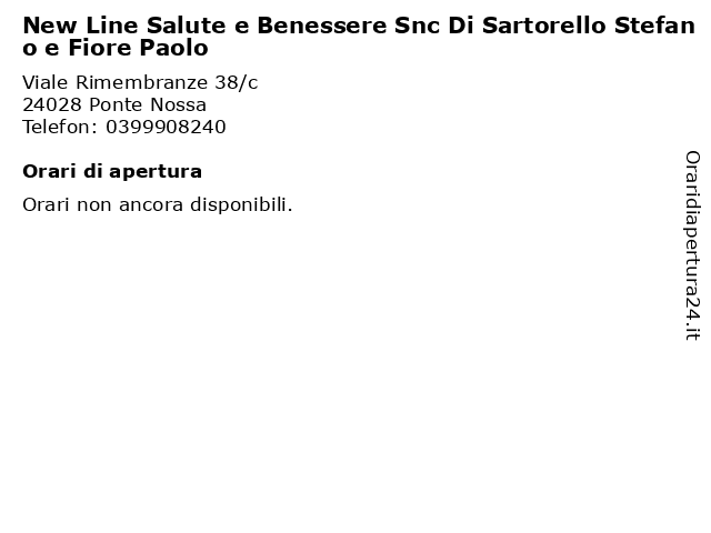 New Line Salute e Benessere Snc Di Sartorello Stefano e Fiore Paolo a Ponte Nossa: indirizzo e orari di apertura