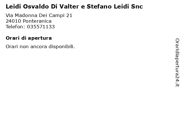 Leidi Osvaldo Di Valter e Stefano Leidi Snc a Ponteranica: indirizzo e orari di apertura