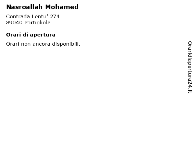 Nasroallah Mohamed a Portigliola: indirizzo e orari di apertura