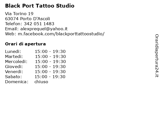 Black Port Tattoo Studio a Porto D'Ascoli: indirizzo e orari di apertura