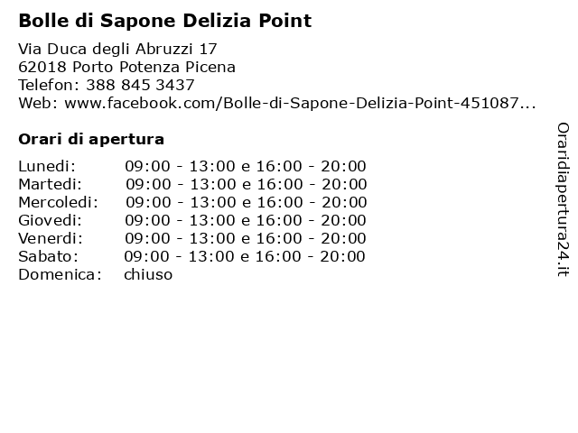 Bolle di Sapone Delizia Point a Porto Potenza Picena: indirizzo e orari di apertura