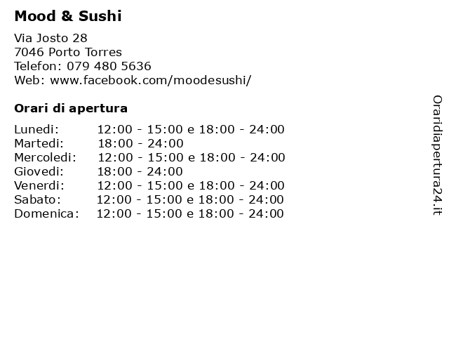 Mood & Sushi a Porto Torres: indirizzo e orari di apertura