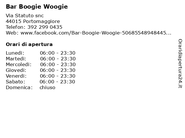 Bar Boogie Woogie a Portomaggiore: indirizzo e orari di apertura