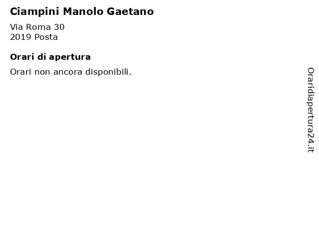 Ciampini Manolo Gaetano a Posta: indirizzo e orari di apertura