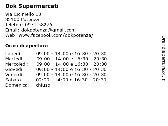 Dok Supermercati a Potenza: indirizzo e orari di apertura