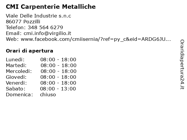 CMI Carpenterie Metalliche a Pozzilli: indirizzo e orari di apertura
