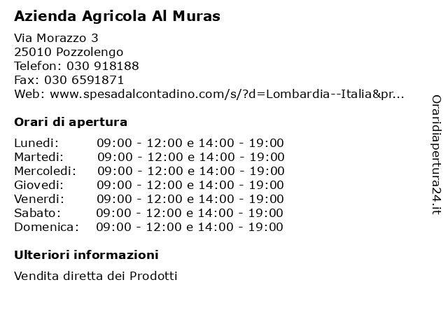 Azienda Agricola Al Muras a Pozzolengo: indirizzo e orari di apertura