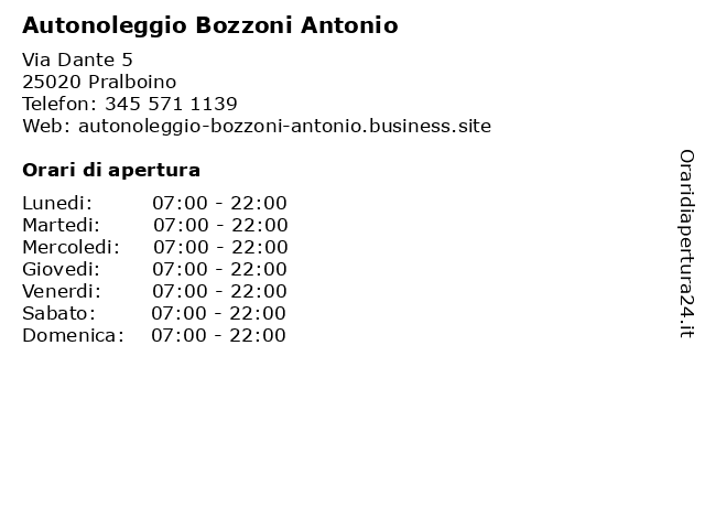 Autonoleggio Bozzoni Antonio a Pralboino: indirizzo e orari di apertura