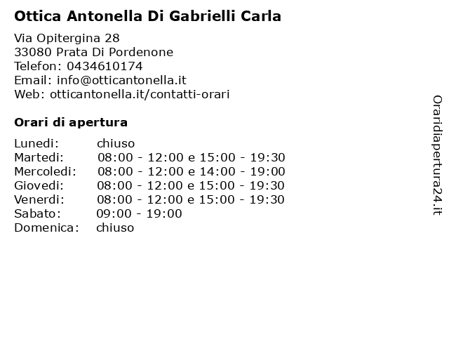 ᐅ Orari Ottica Antonella Di Gabrielli Carla Via Opitergina 28 Prata Di Pordenone