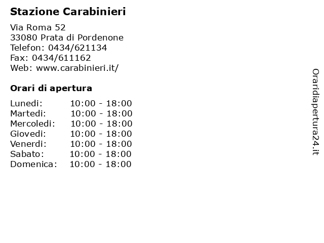Stazione Carabinieri a Prata di Pordenone: indirizzo e orari di apertura
