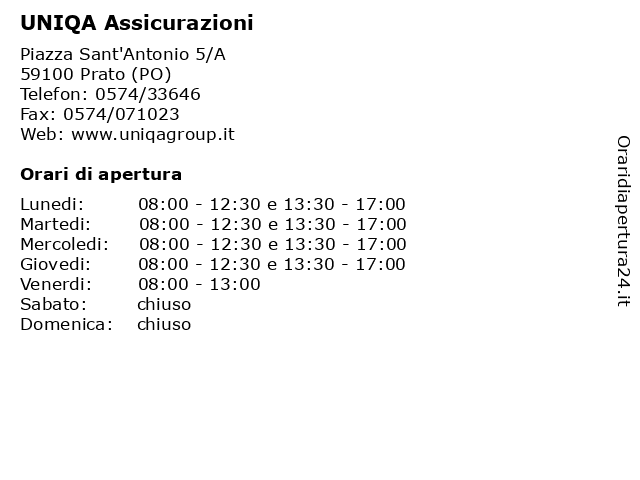 UNIQA Assicurazioni a Prato (PO): indirizzo e orari di apertura