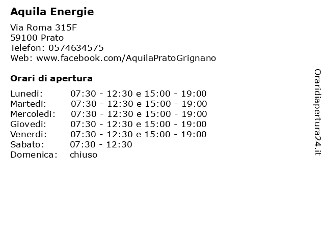 Aquila Energie a Prato: indirizzo e orari di apertura