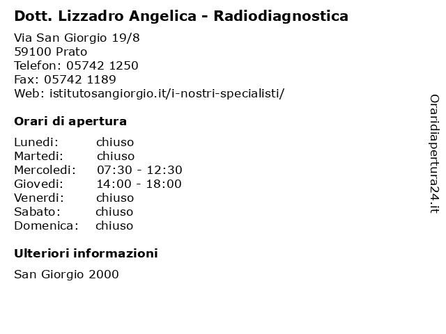 Dott. Lizzadro Angelica - Radiodiagnostica a Prato: indirizzo e orari di apertura