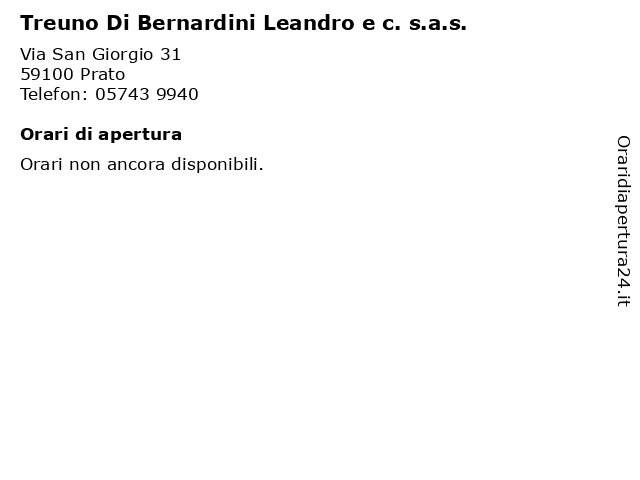 Treuno Di Bernardini Leandro e c. s.a.s. a Prato: indirizzo e orari di apertura