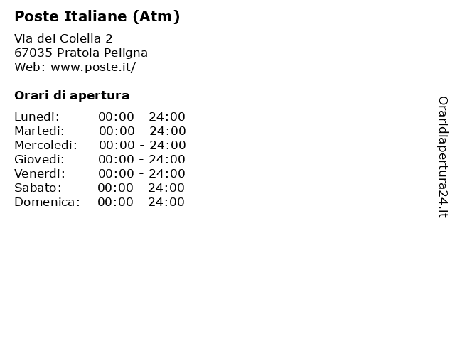 Poste Italiane (Atm) a Pratola Peligna: indirizzo e orari di apertura