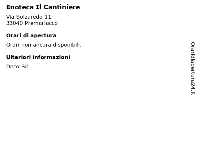 Enoteca Il Cantiniere a Premariacco: indirizzo e orari di apertura