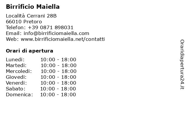 Birrificio Maiella a Pretoro: indirizzo e orari di apertura