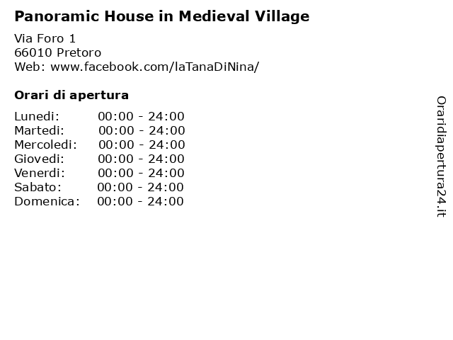 Panoramic House in Medieval Village a Pretoro: indirizzo e orari di apertura