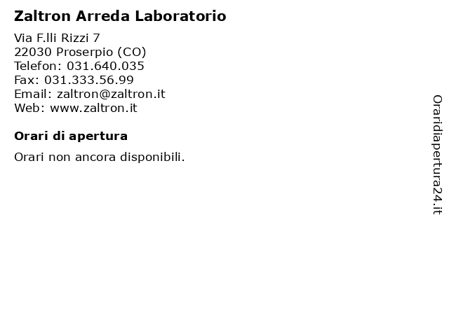 Zaltron Arreda Laboratorio a Proserpio (CO): indirizzo e orari di apertura