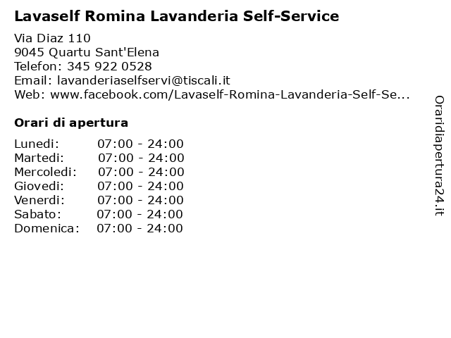 Lavaself Romina Lavanderia Self-Service a Quartu Sant'Elena: indirizzo e orari di apertura