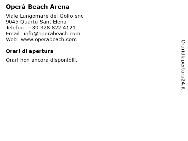 Operà Beach Arena a Quartu Sant'Elena: indirizzo e orari di apertura