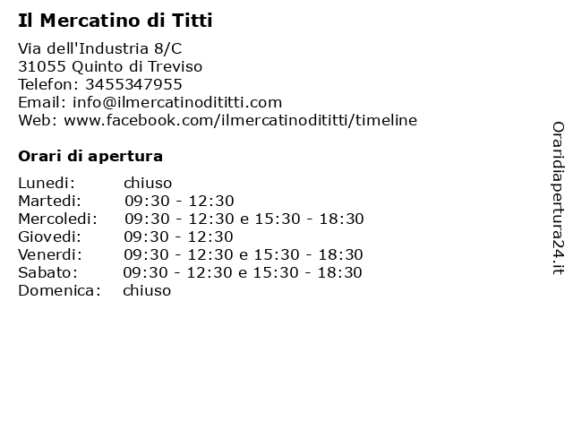 Il Mercatino di Titti a Quinto di Treviso: indirizzo e orari di apertura