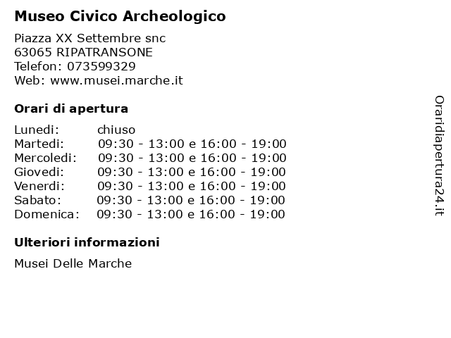 Museo Civico Archeologico a RIPATRANSONE: indirizzo e orari di apertura