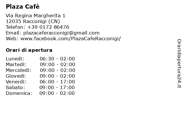 Plaza Cafè a Racconigi (CN): indirizzo e orari di apertura