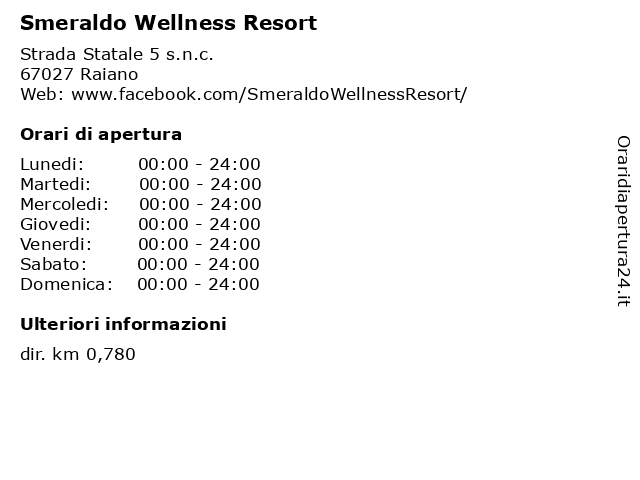 Smeraldo Wellness Resort a Raiano: indirizzo e orari di apertura