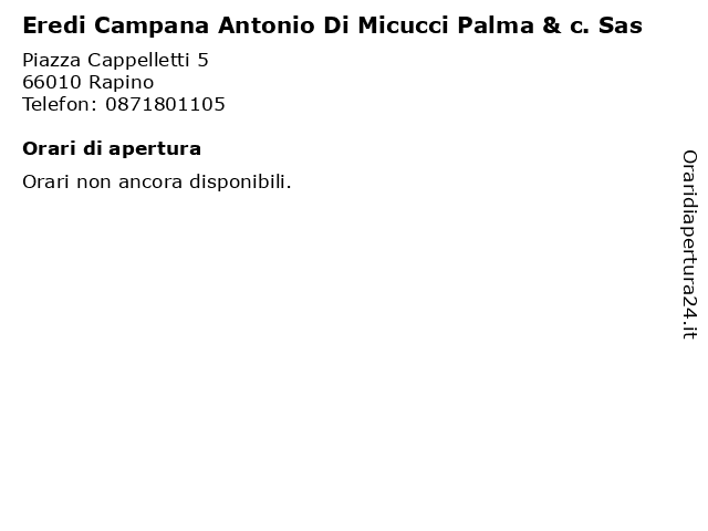 Eredi Campana Antonio Di Micucci Palma & c. Sas a Rapino: indirizzo e orari di apertura