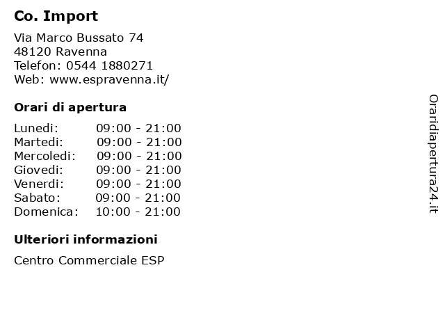 Co. Import a Ravenna: indirizzo e orari di apertura