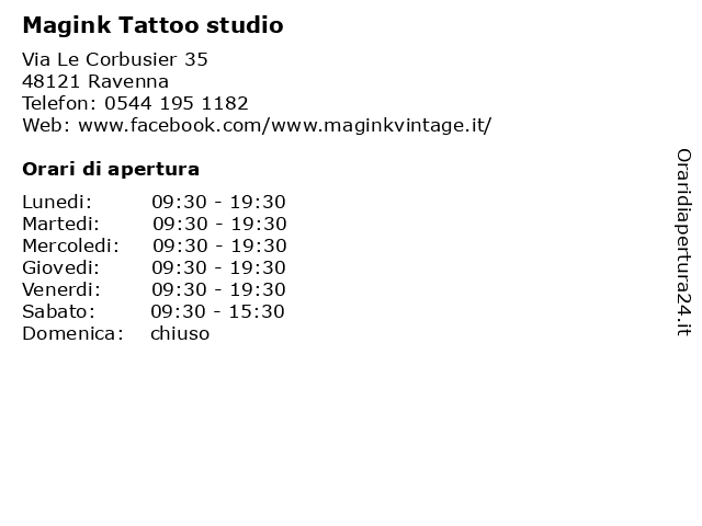 Magink Tattoo studio a Ravenna: indirizzo e orari di apertura